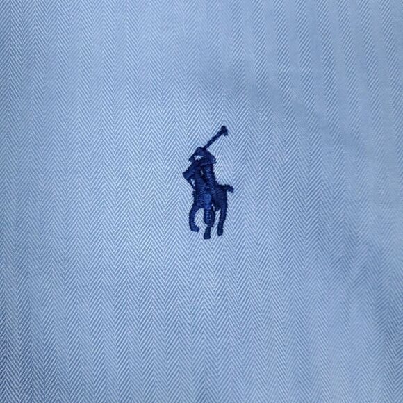 Ralph Lauren Shirt Mens 16.5 34/35 Blue Classic Fit Long Sleeve Button Down Logo - Picture 4 of 15